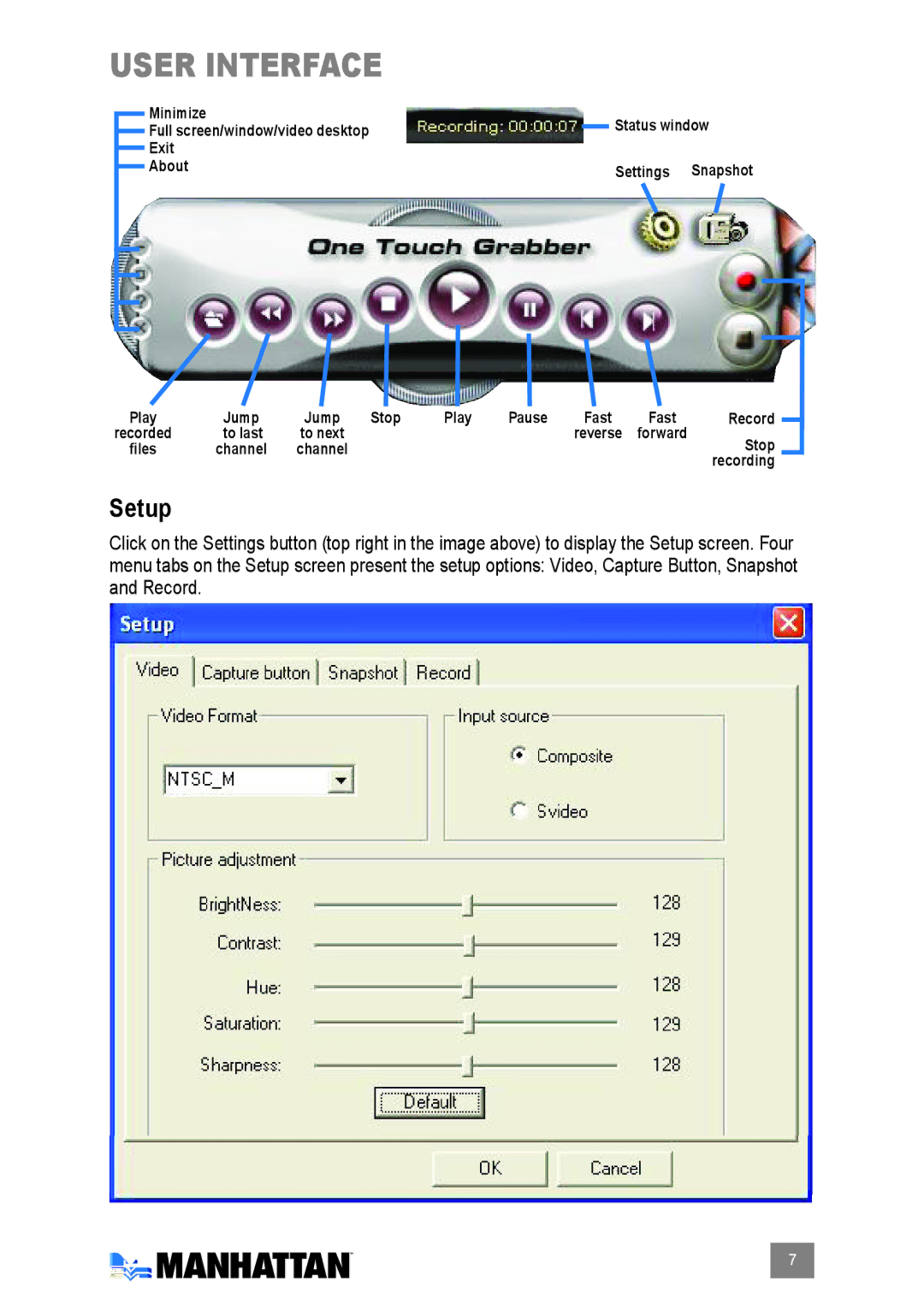 Manhattan Computer Products 164115 user manual User Interface, Setup 