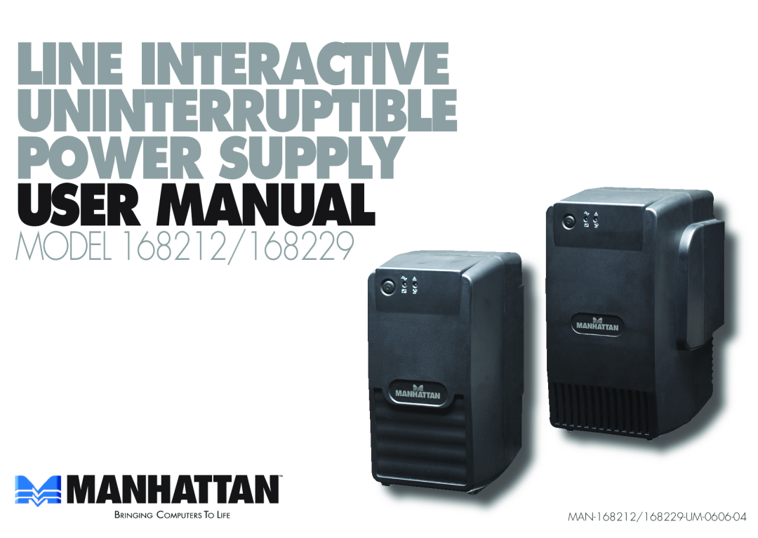 Manhattan Computer Products user manual line interactive uninterruptible power supply, MODEL 168212/168229 