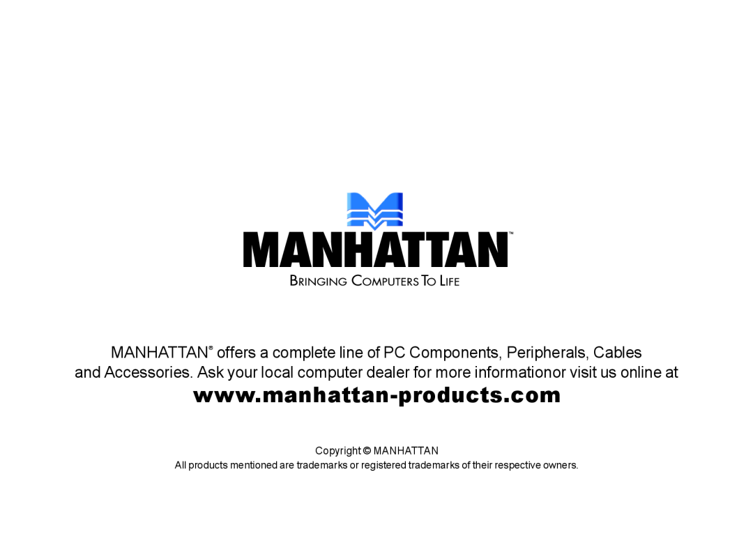 Manhattan Computer Products 175883, 100786 user manual Copyright MANHATTAN 