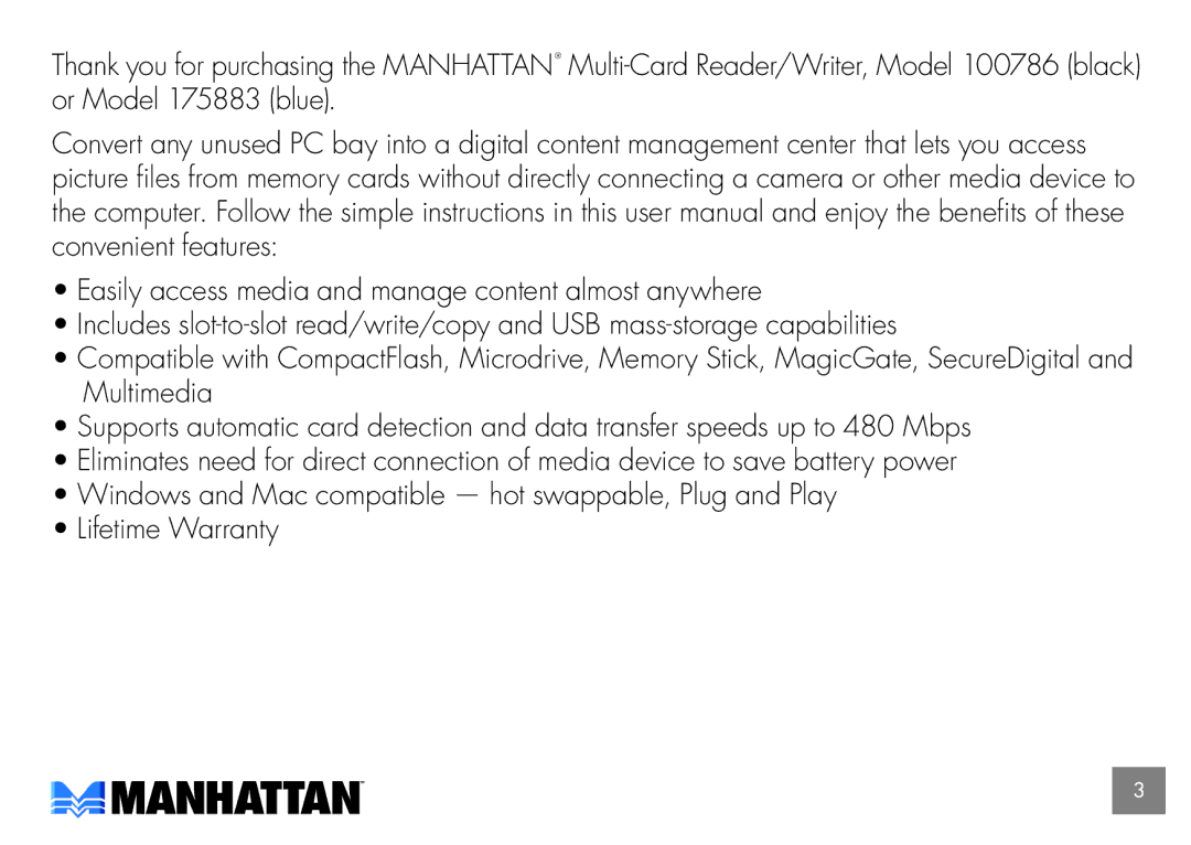 Manhattan Computer Products 100786, 175883 user manual 