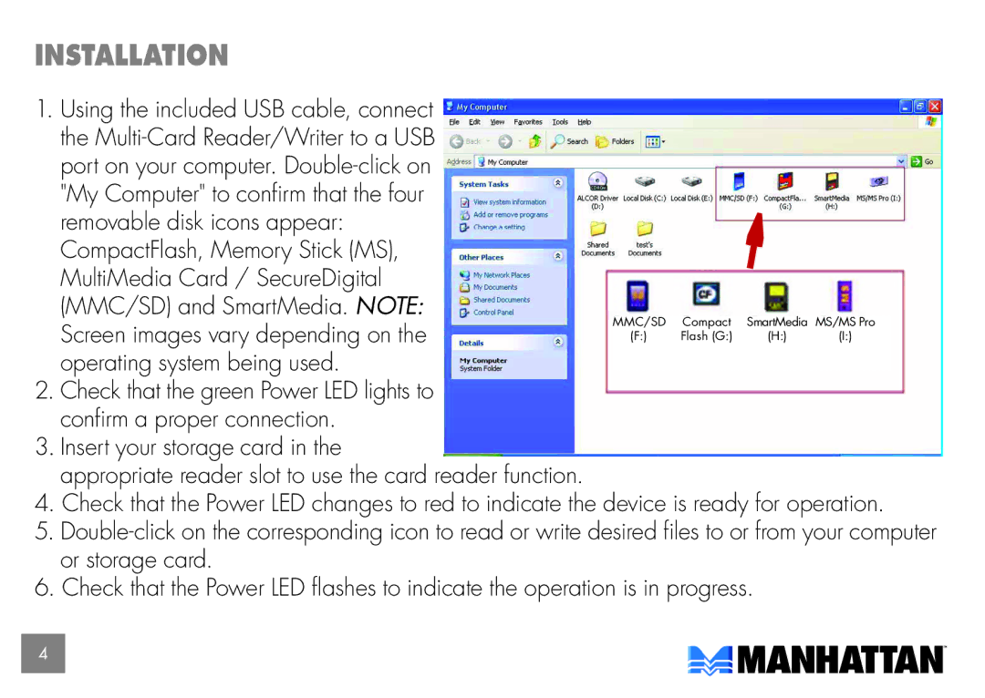 Manhattan Computer Products 175883, 100786 user manual InstallatioN 