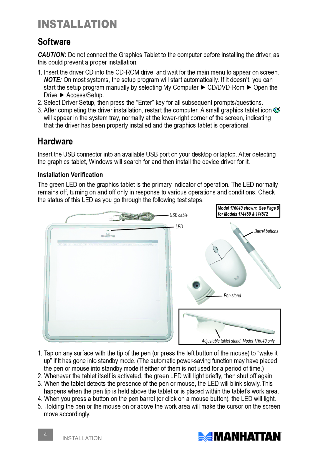 Manhattan Computer Products 174572, 176040, 174459 user manual Software, Hardware, Installation Verification 