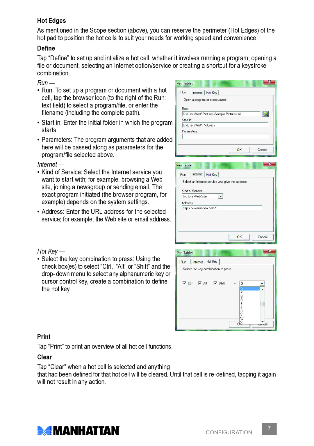 Manhattan Computer Products 174572, 176040, 174459 user manual Hot Edges, Define, Print, Clear 