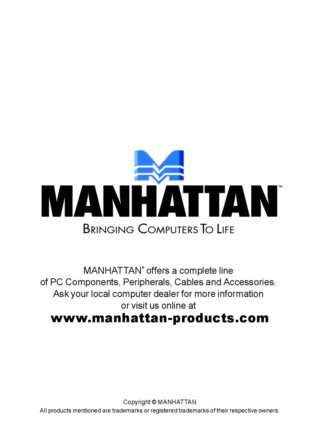 Manhattan Computer Products 176408, 176644 quick start 