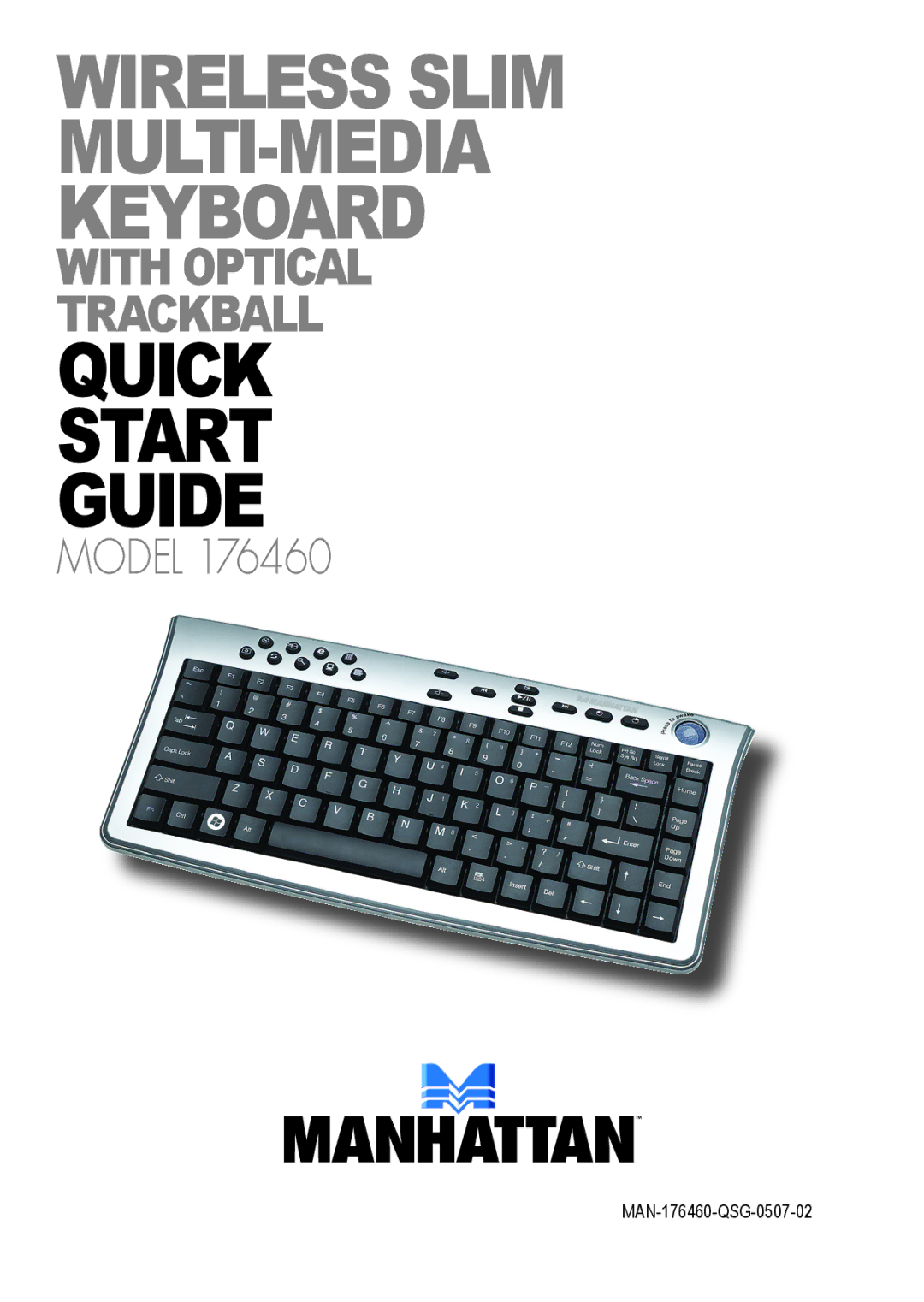 Manhattan Computer Products 176460 quick start Wireless Slim Multi-Media Keyboard 