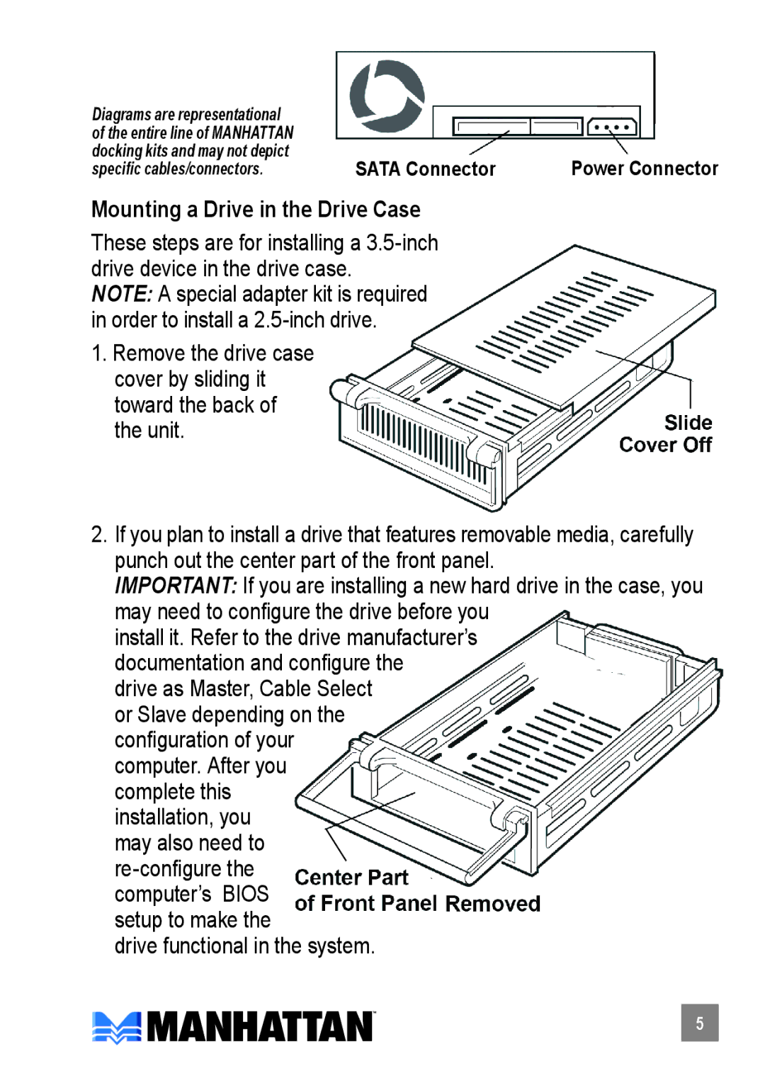 Manhattan Computer Products 451109, 451123 user manual Mounting a Drive in the Drive Case, Drive functional in the system 