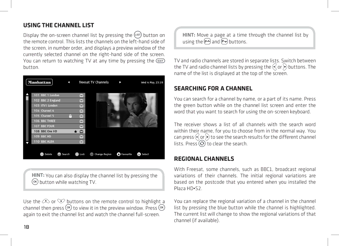 Manhattan Computer Products 52 manual Using the Channel List, Searching for a Channel, Regional Channels 