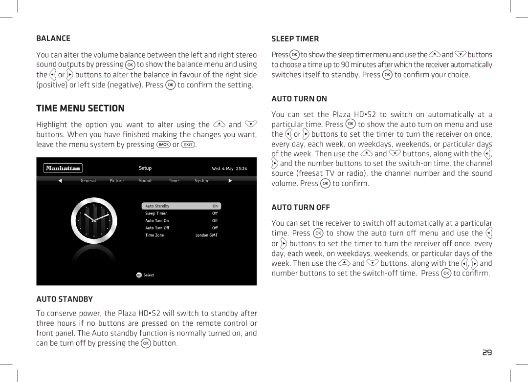 Manhattan Computer Products 52 manual Time Menu Section 