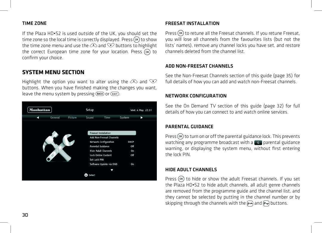 Manhattan Computer Products 52 manual System Menu Section 