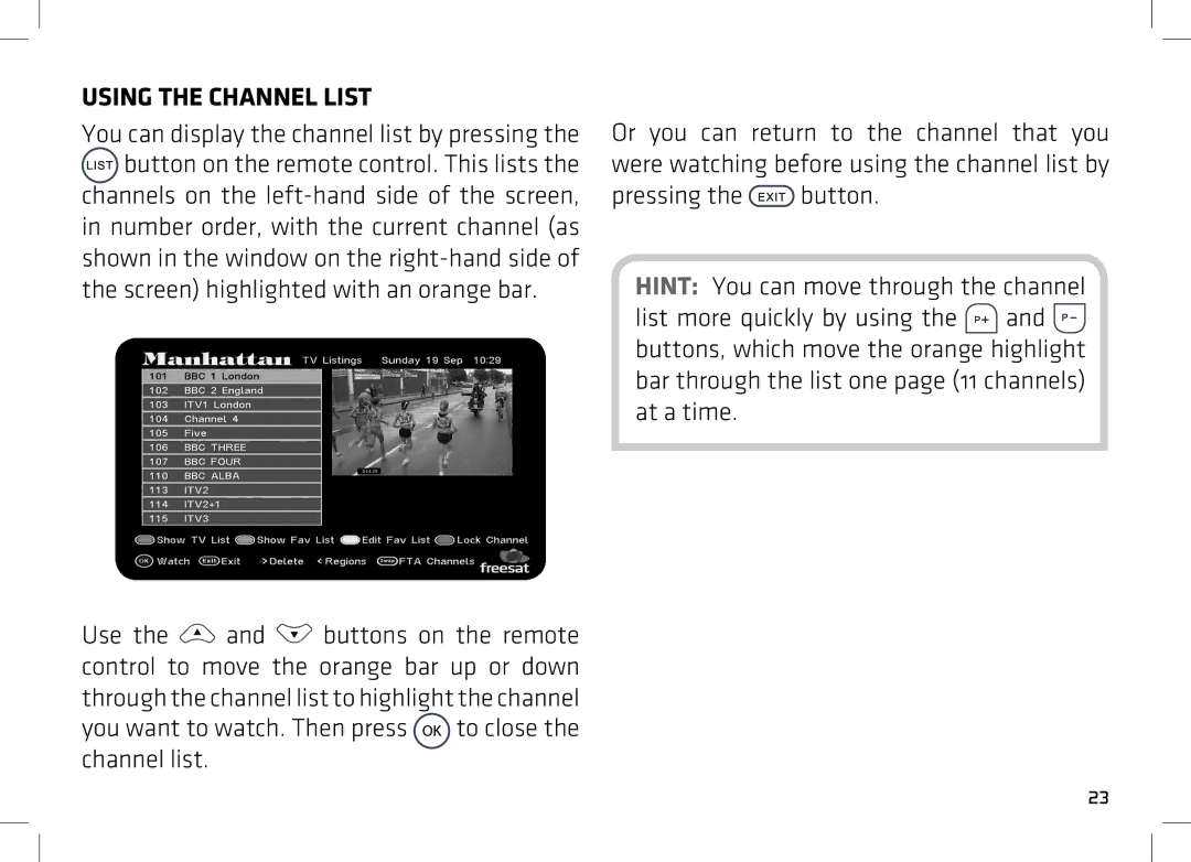 Manhattan Computer Products DS 100 manual Using the Channel List 