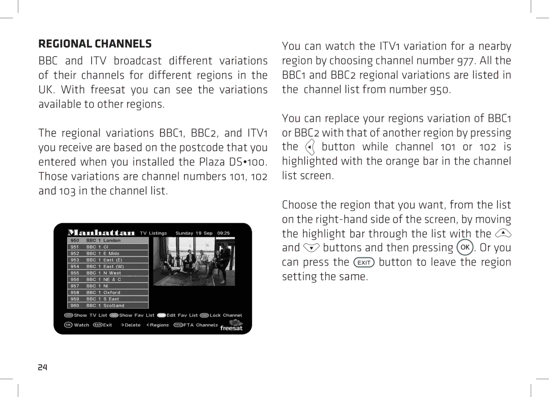 Manhattan Computer Products DS 100 manual Regional Channels, Can press the button to leave the region setting the same 