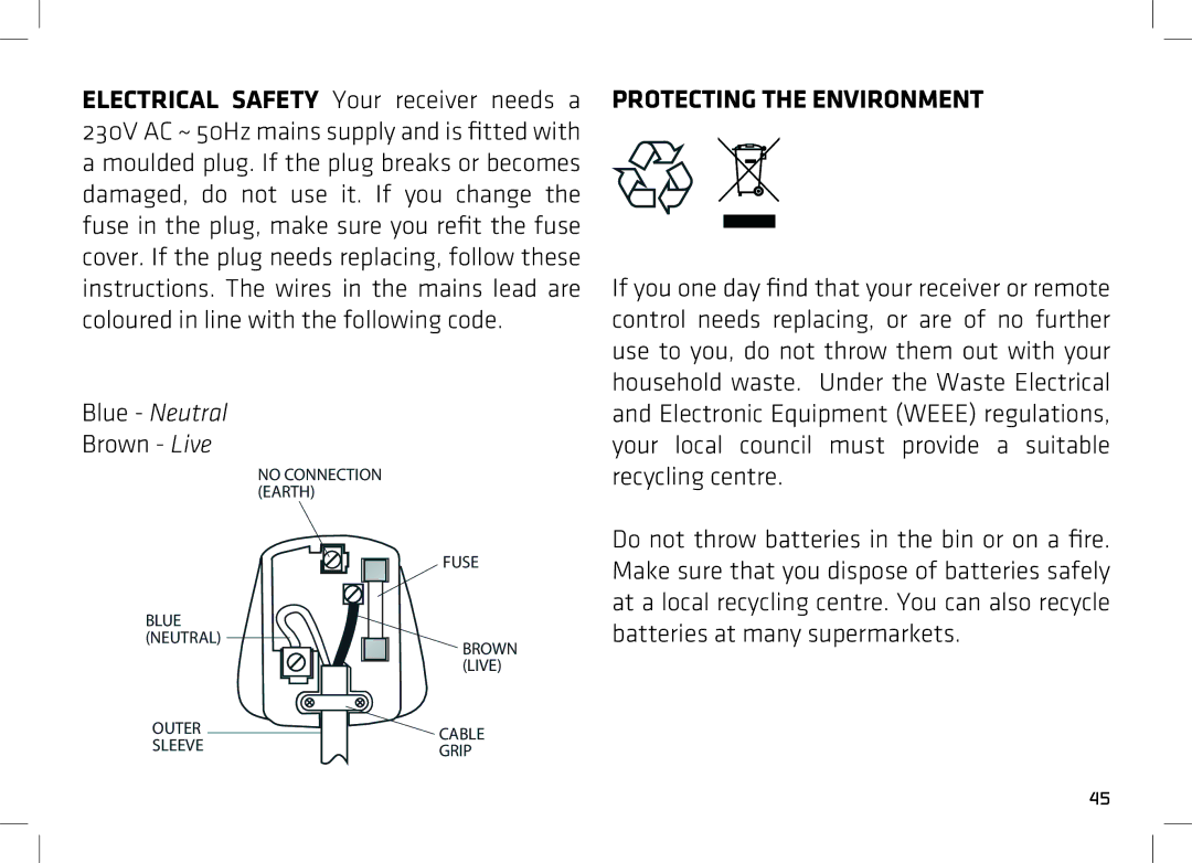 Manhattan Computer Products DS 100 Blue Neutral Brown Live, Protecting the Environment, Batteries at many supermarkets 