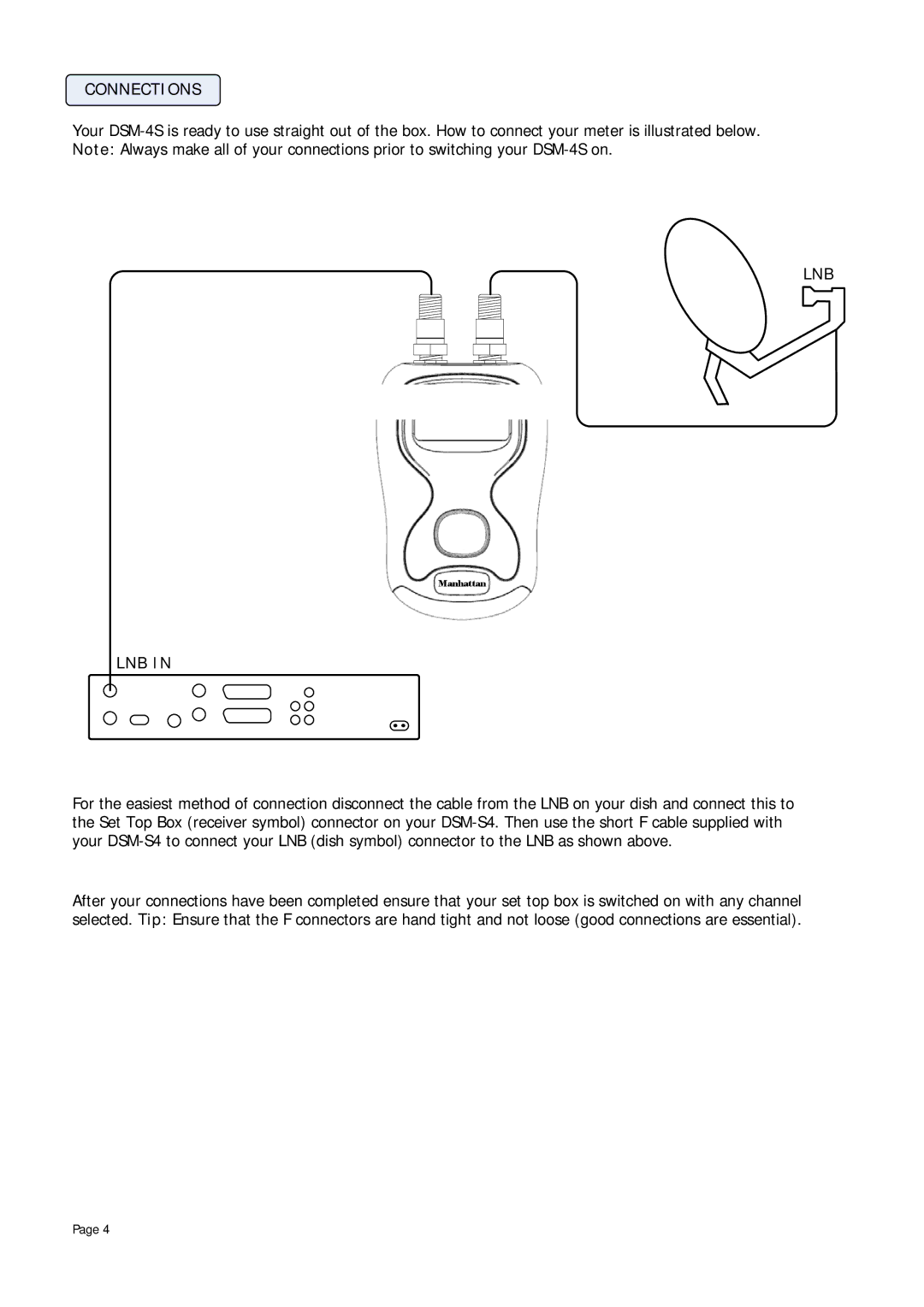 Manhattan Computer Products DSM-4S instruction manual Connections, Lnb 