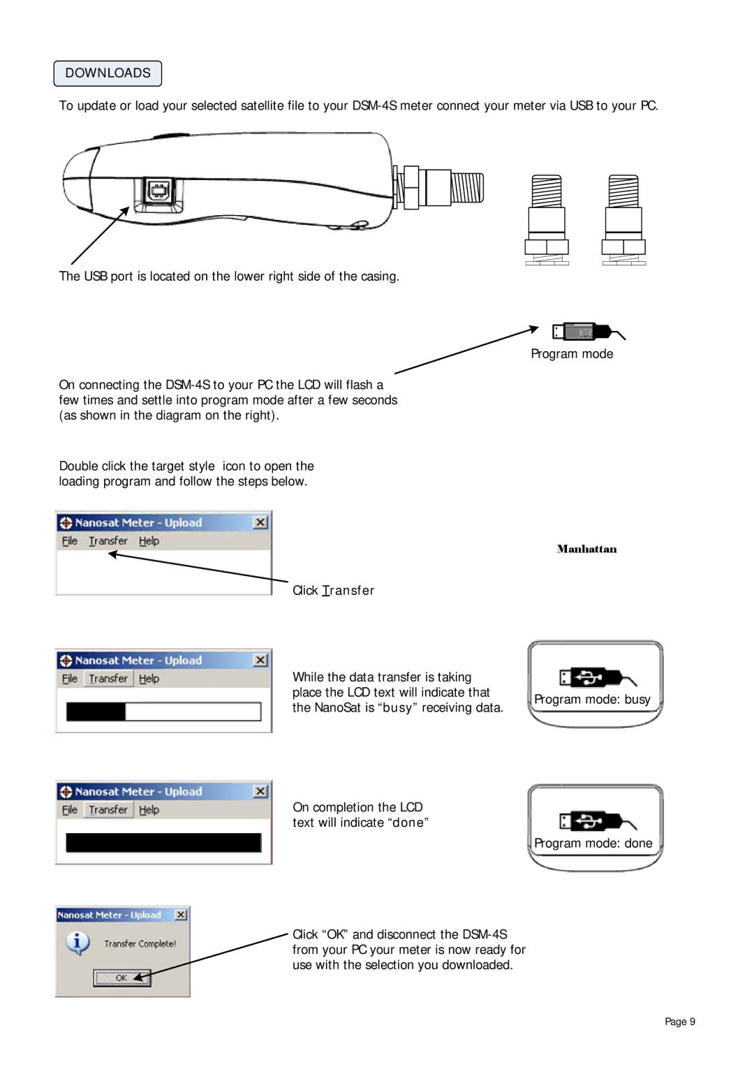 Manhattan Computer Products DSM-4S instruction manual Downloads, Click Transfer 