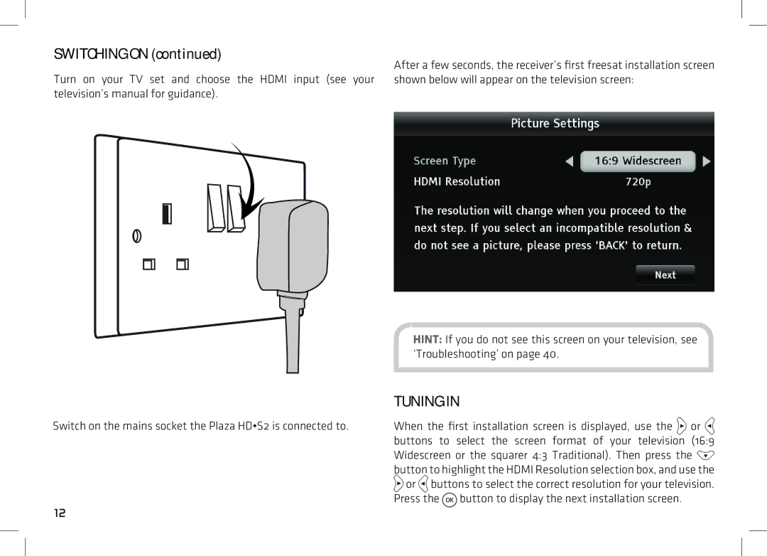 Manhattan Computer Products HDS2 manual Switching on, Tuning 