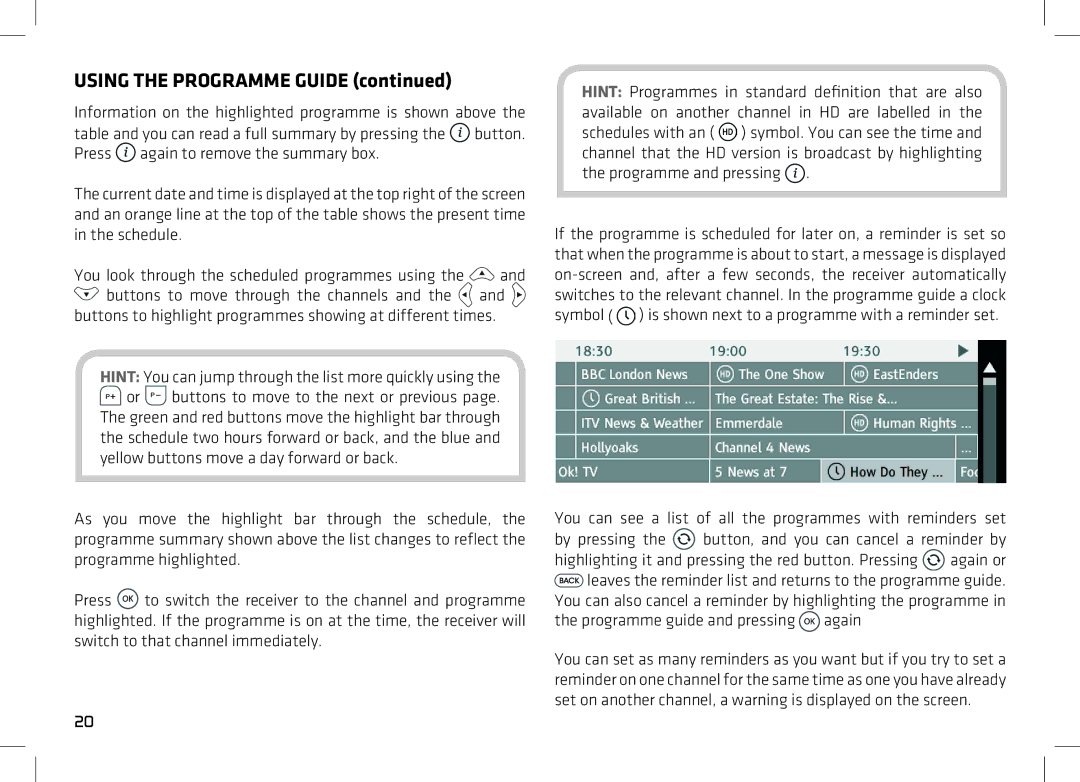 Manhattan Computer Products HDS2 manual Using the Programme Guide 