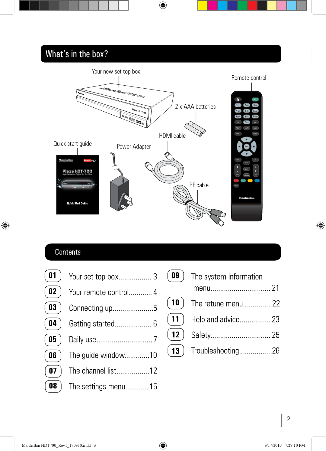 Manhattan Computer Products Plaza HDT-700 manual What’s in the box?, Contents 