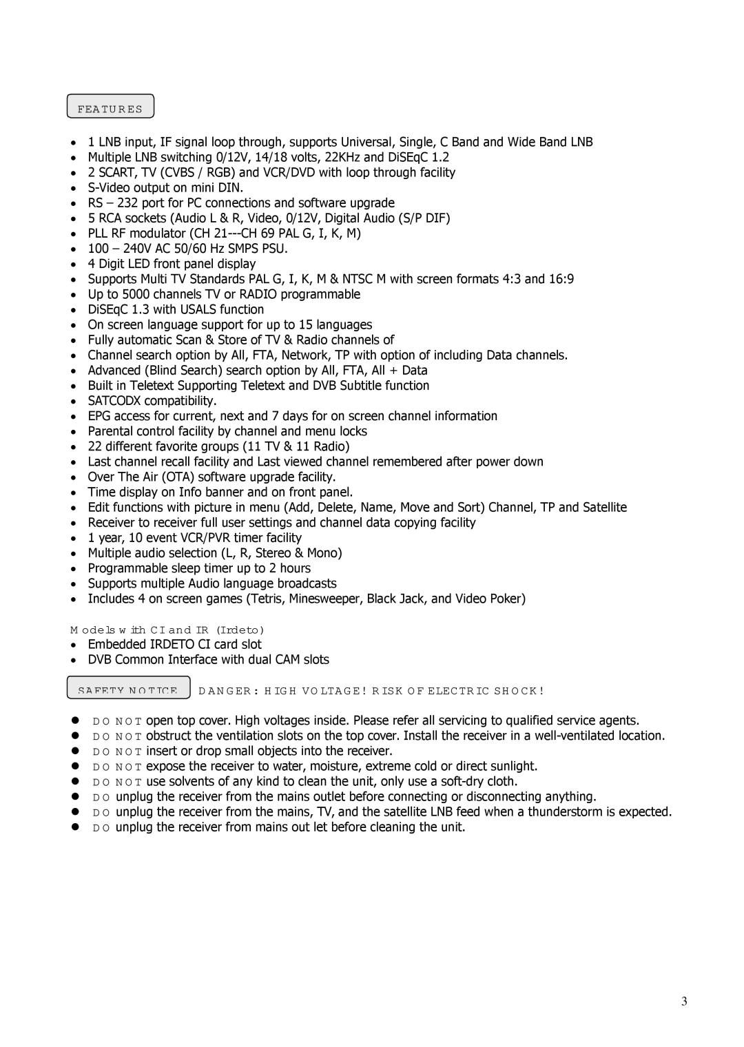 Manhattan Computer Products ST100 instruction manual Features,  DVB Common Interface with dual CAM slots 