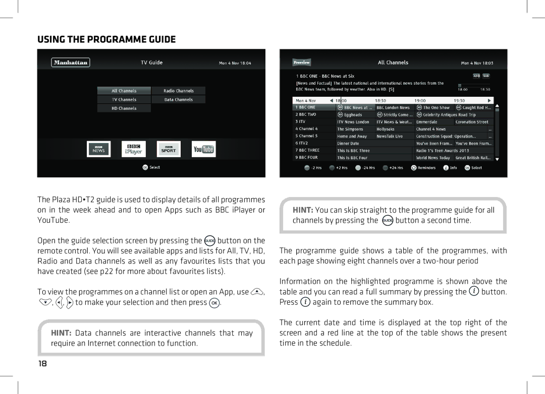 Manhattan Computer Products T2 manual Using the Programme Guide 