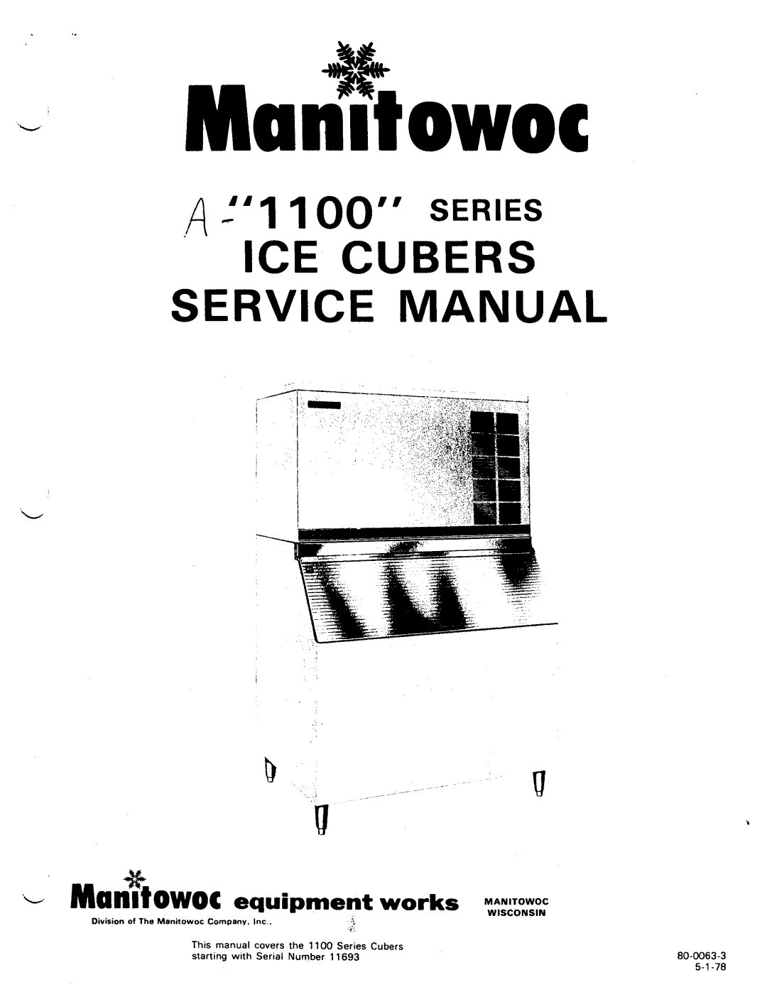 Manitowoc Ice 1100 manual 