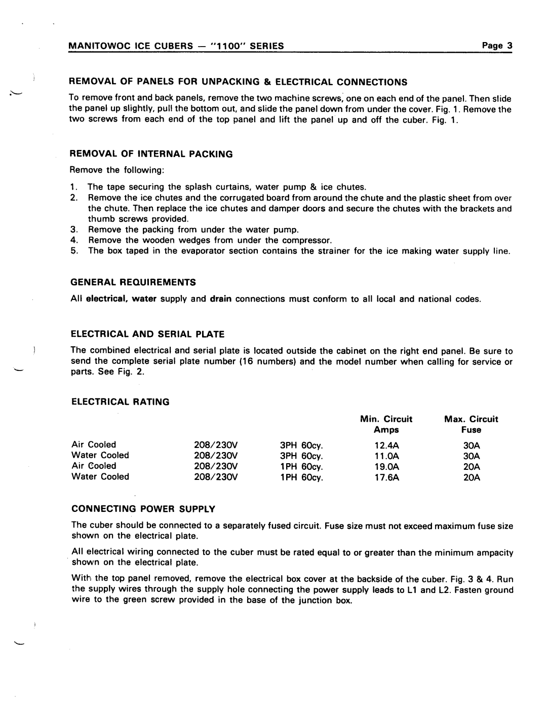 Manitowoc Ice 1100 manual 