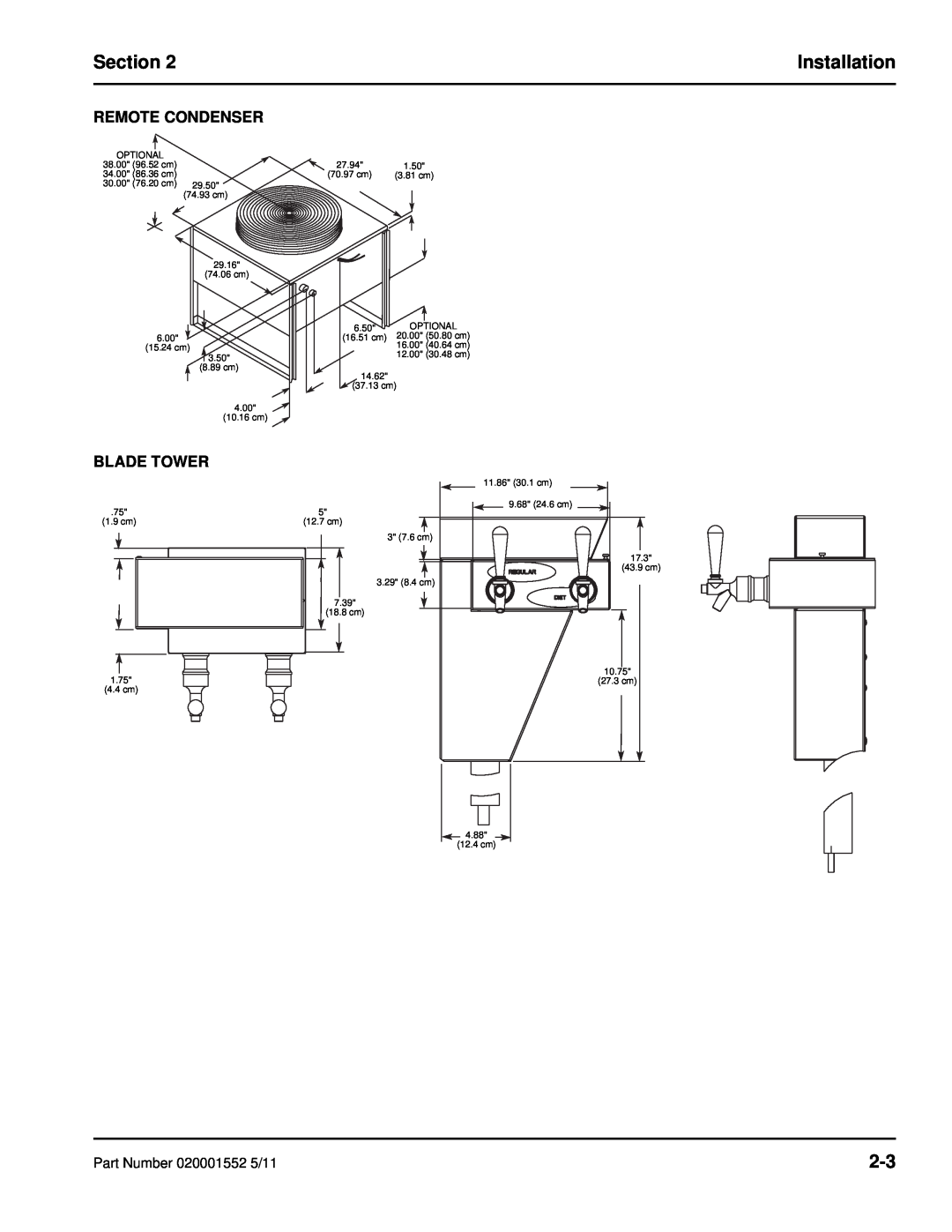 Manitowoc Ice 11M manual Remote Condenser, Blade Tower, Section, Installation 