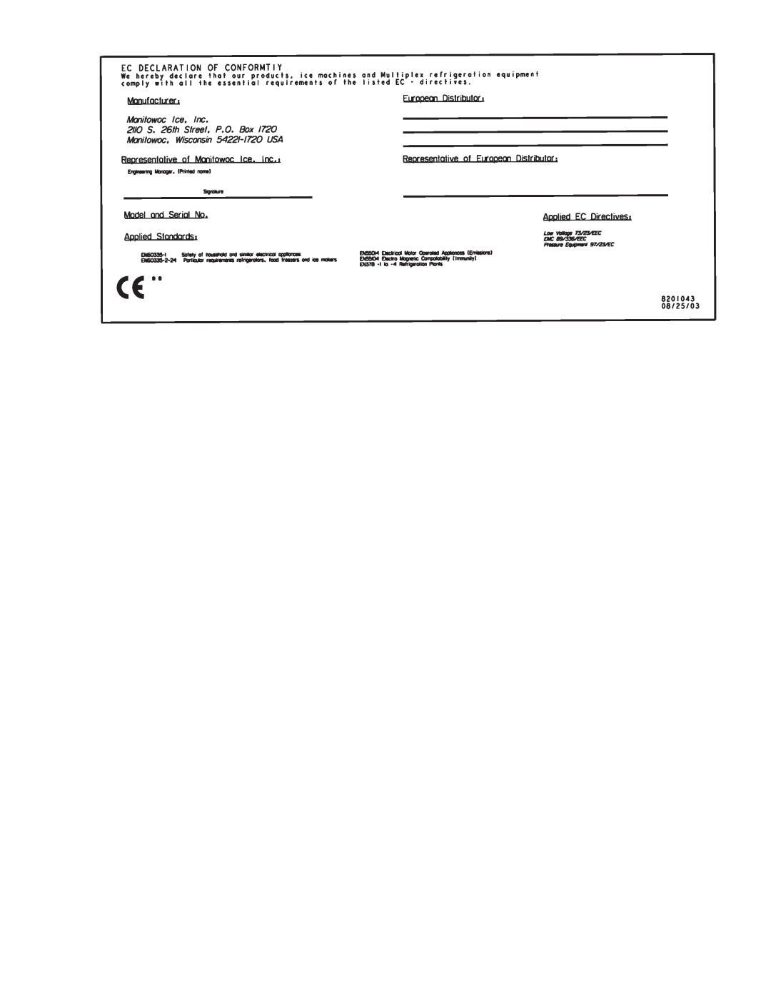 Manitowoc Ice 11M manual 