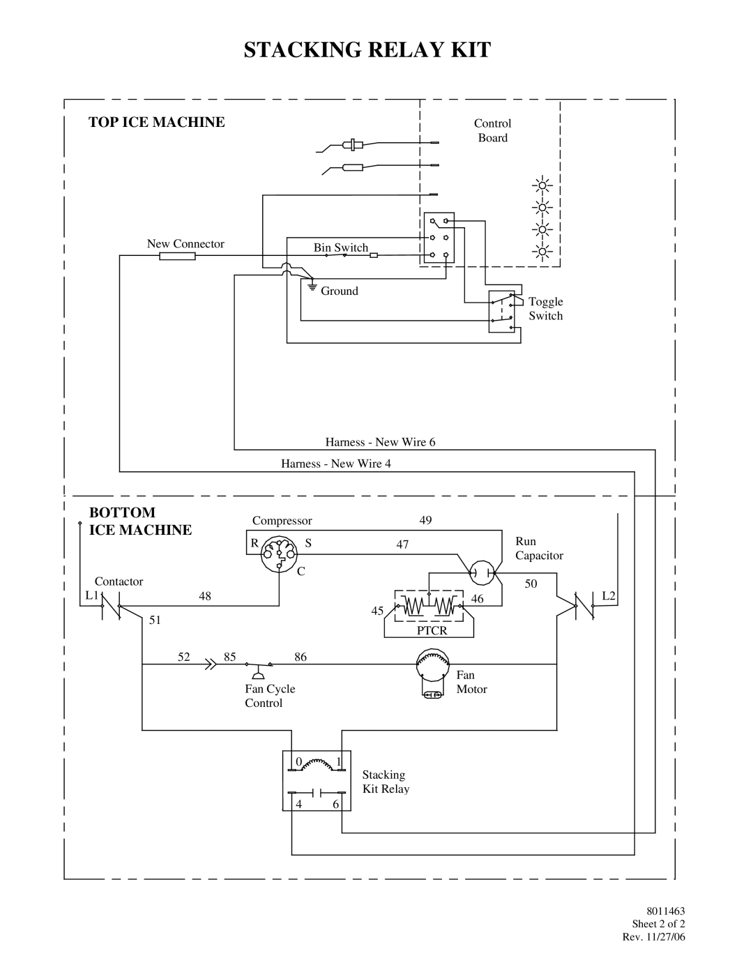 Manitowoc Ice 7628973 installation instructions Stacking Relay KIT, TOP ICE Machine, Bottom 