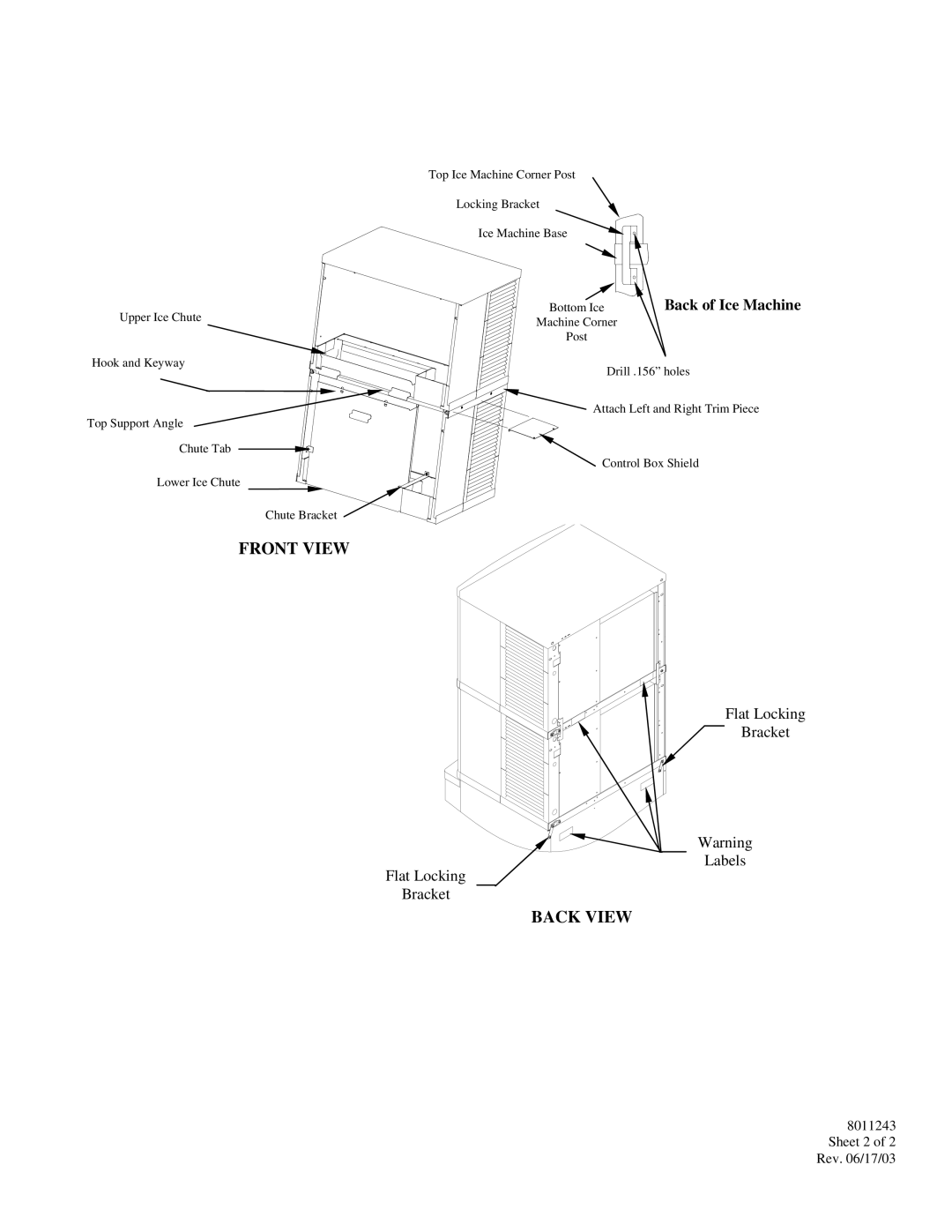 Manitowoc Ice K00142, K00143 installation instructions Back of Ice Machine 