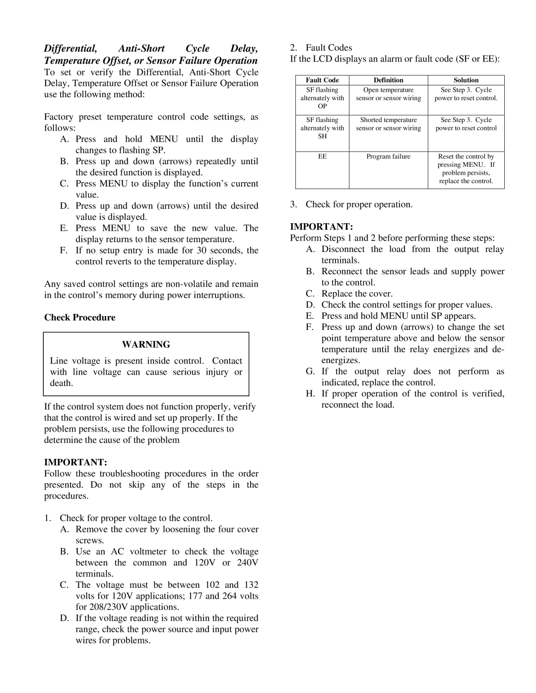 Manitowoc Ice K00364 installation instructions Check Procedure, Fault Code Definition Solution 