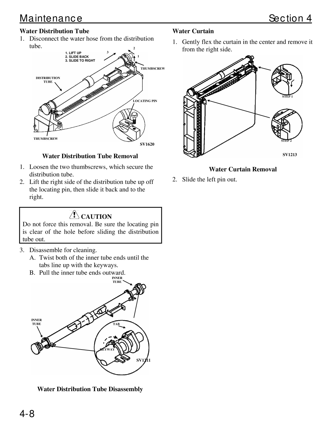 Manitowoc Ice Q 1800 Water Distribution Tube Removal, Water Curtain Removal, Water Distribution Tube Disassembly 