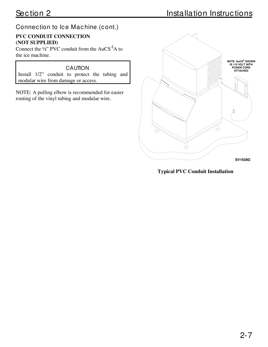 Manitowoc Ice Q specifications PVC Conduit Connection not Supplied 