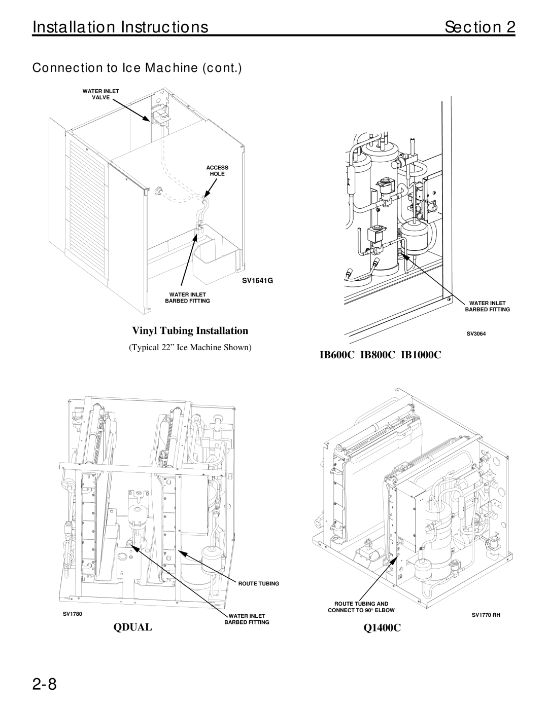 Manitowoc Ice Q specifications Vinyl Tubing Installation 