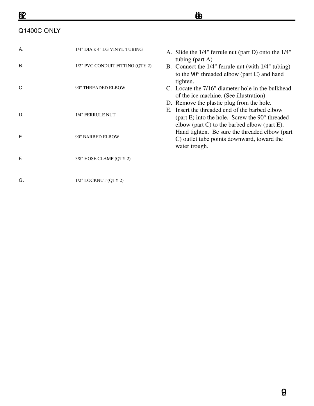 Manitowoc Ice specifications Q1400C only 