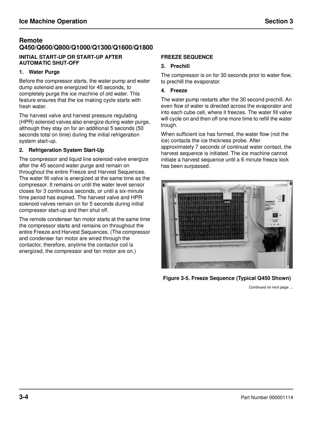 Manitowoc Ice manual Freeze Sequence Typical Q450 Shown 