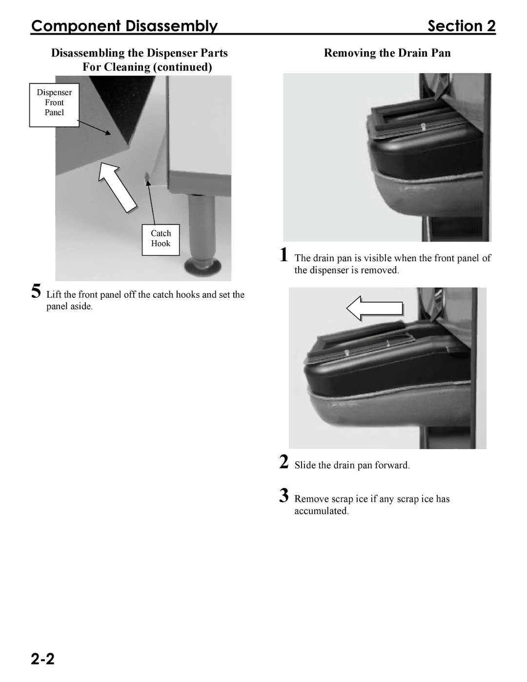 Manitowoc Ice Q300, Q290, Q160 service manual Component Disassembly Section, Removing the Drain Pan 