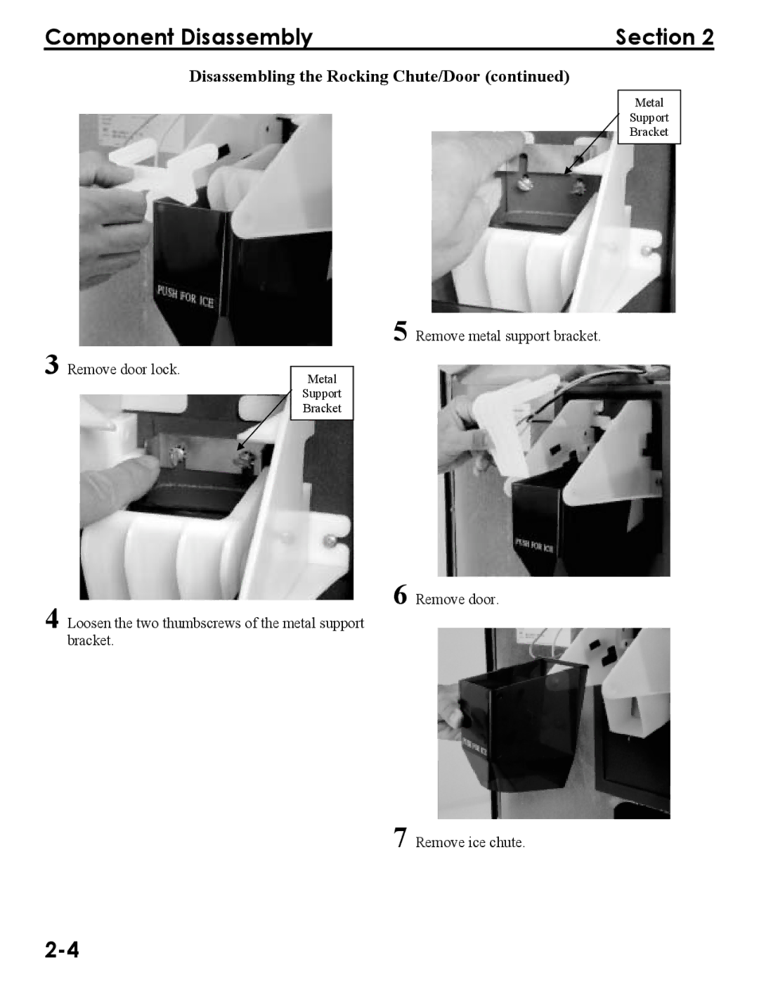 Manitowoc Ice Q160, Q290, Q300 service manual Disassembling the Rocking Chute/Door 