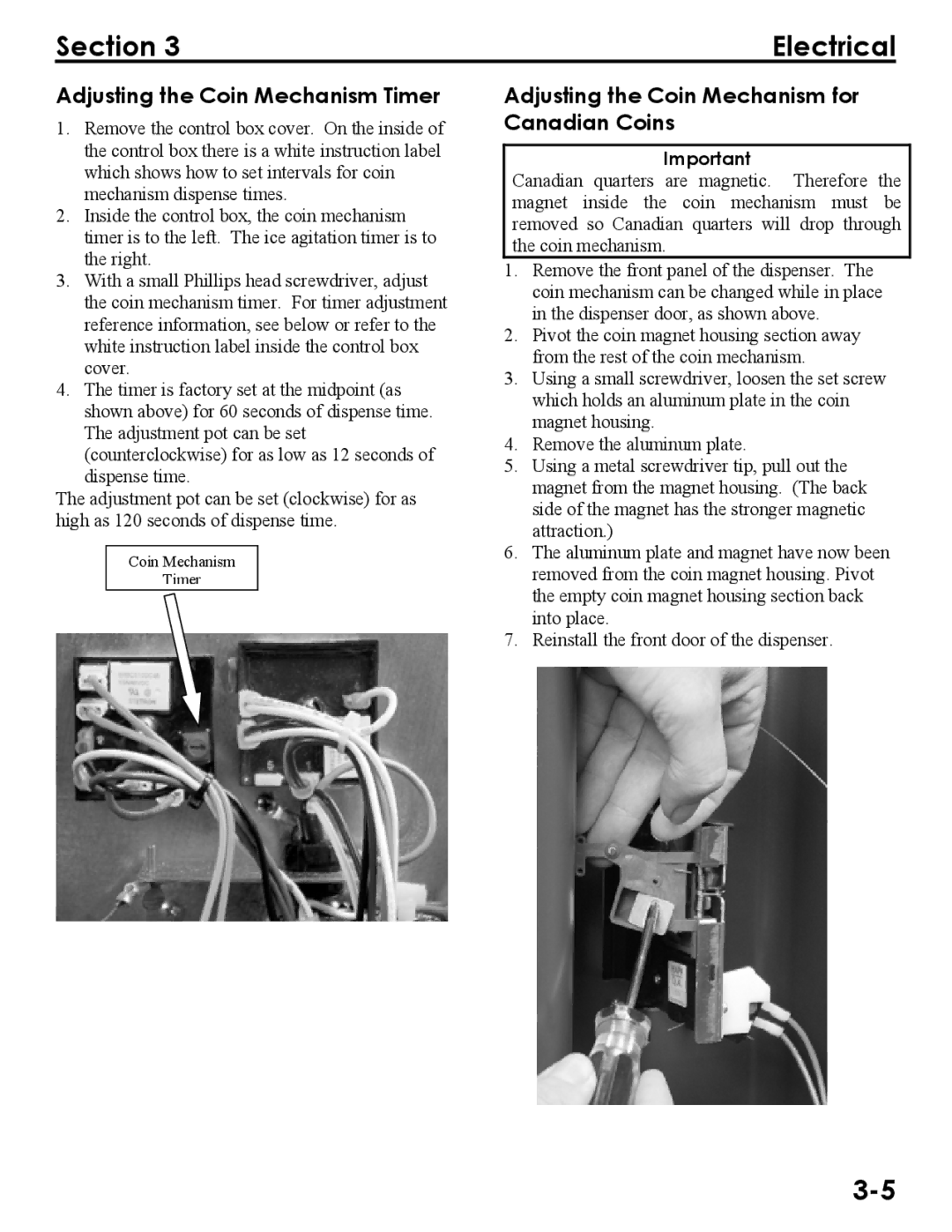 Manitowoc Ice Q300, Q290, Q160 service manual Adjusting the Coin Mechanism Timer 