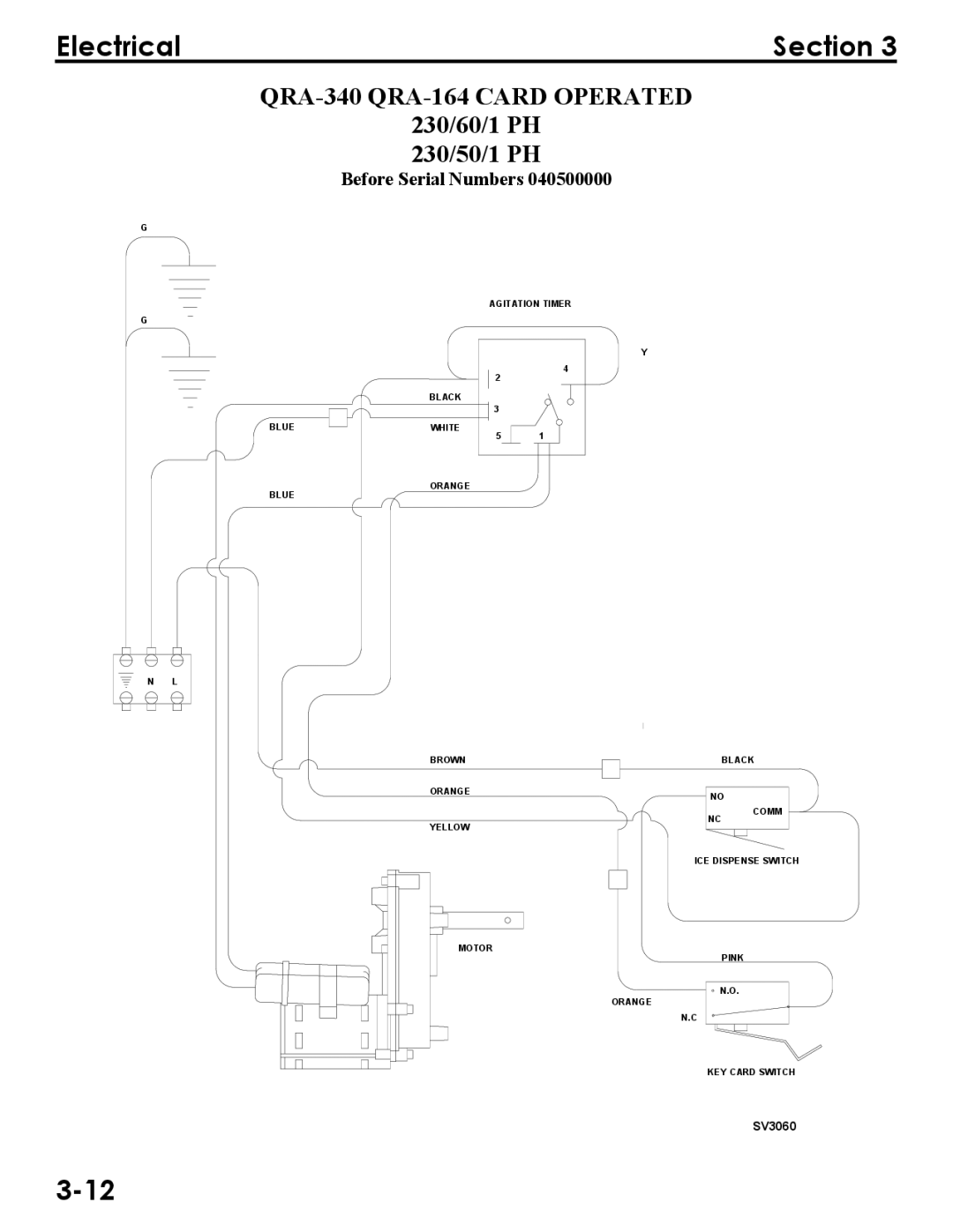 Manitowoc Ice Q290, Q160, Q300 service manual QRA-340 QRA-164 Card Operated, 230/60/1 PH 230/50/1 PH 