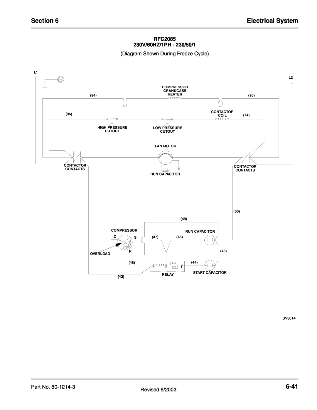 Manitowoc Ice QF0400, QF2300, QF0800, QC0700, QF2200 Section, Electrical System, 6-41, RFC2085 230V/60HZ/1PH - 230/50/1 