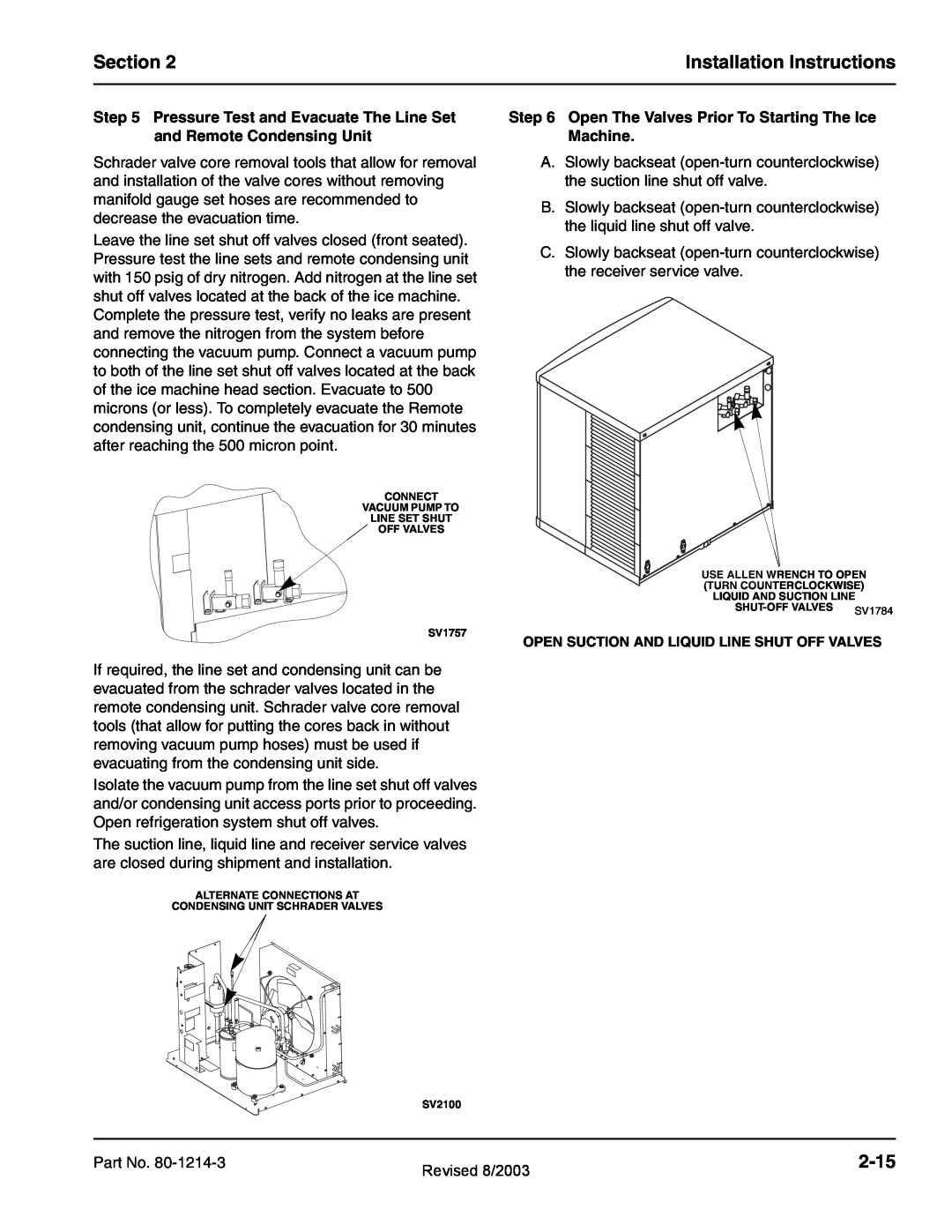 Manitowoc Ice QC0700, QF2300, QF0800, QF0400, QF2200 service manual Section, Installation Instructions, 2-15 