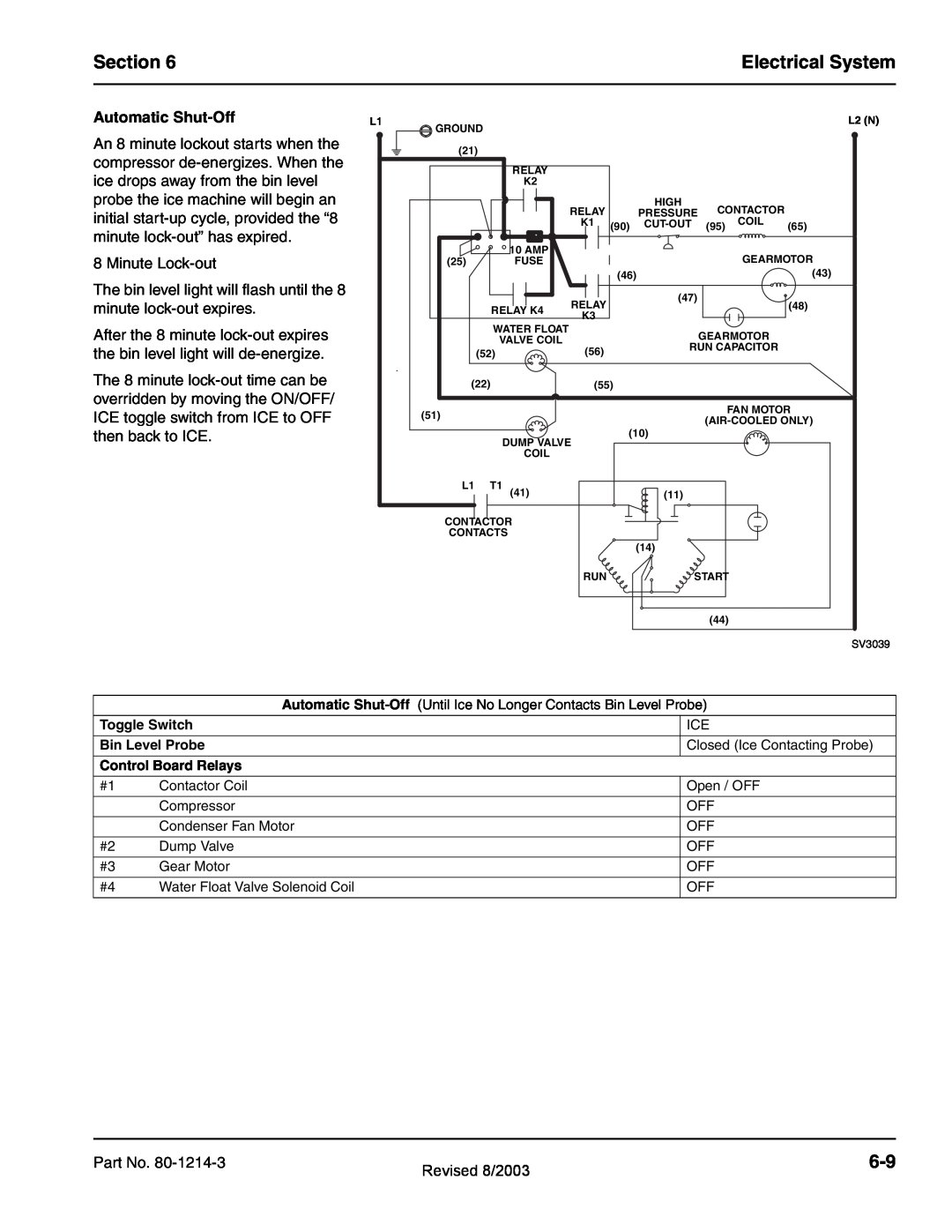Manitowoc Ice QF0800, QF2300, QC0700, QF0400, QF2200 service manual Section, Electrical System, Automatic Shut-Off 