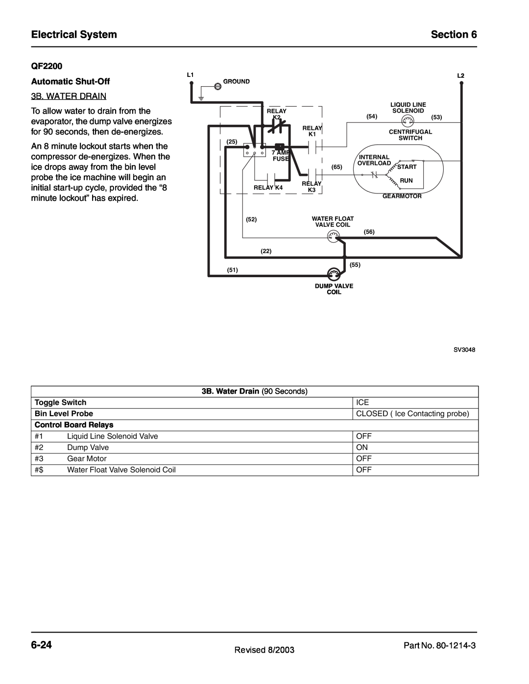 Manitowoc Ice QF0800, QF2300, QC0700, QF0400 service manual Electrical System, Section, 6-24, QF2200, Automatic Shut-Off 