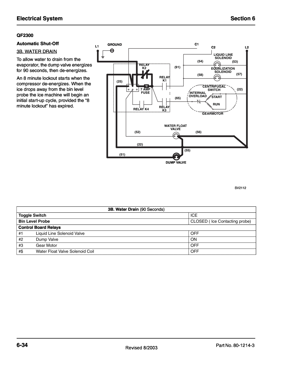 Manitowoc Ice QF0800, QC0700, QF0400, QF2200 service manual Electrical System, Section, 6-34, QF2300 Automatic Shut-Off 