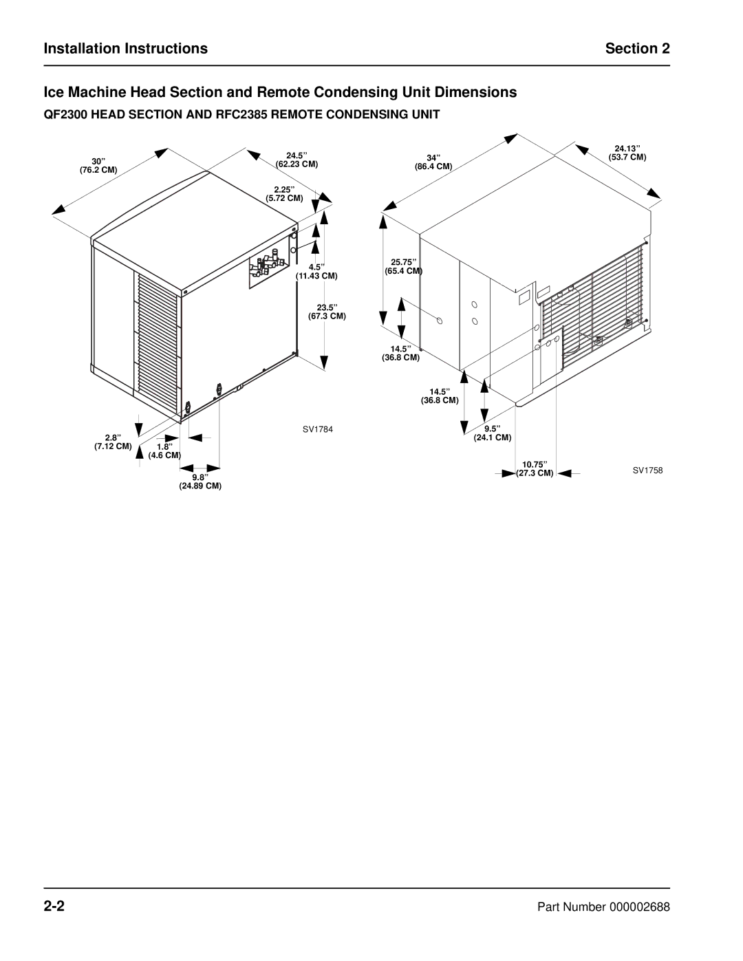 Manitowoc Ice QF0800, QC0700, QF0400 manual QF2300 Head Section and RFC2385 Remote Condensing Unit 