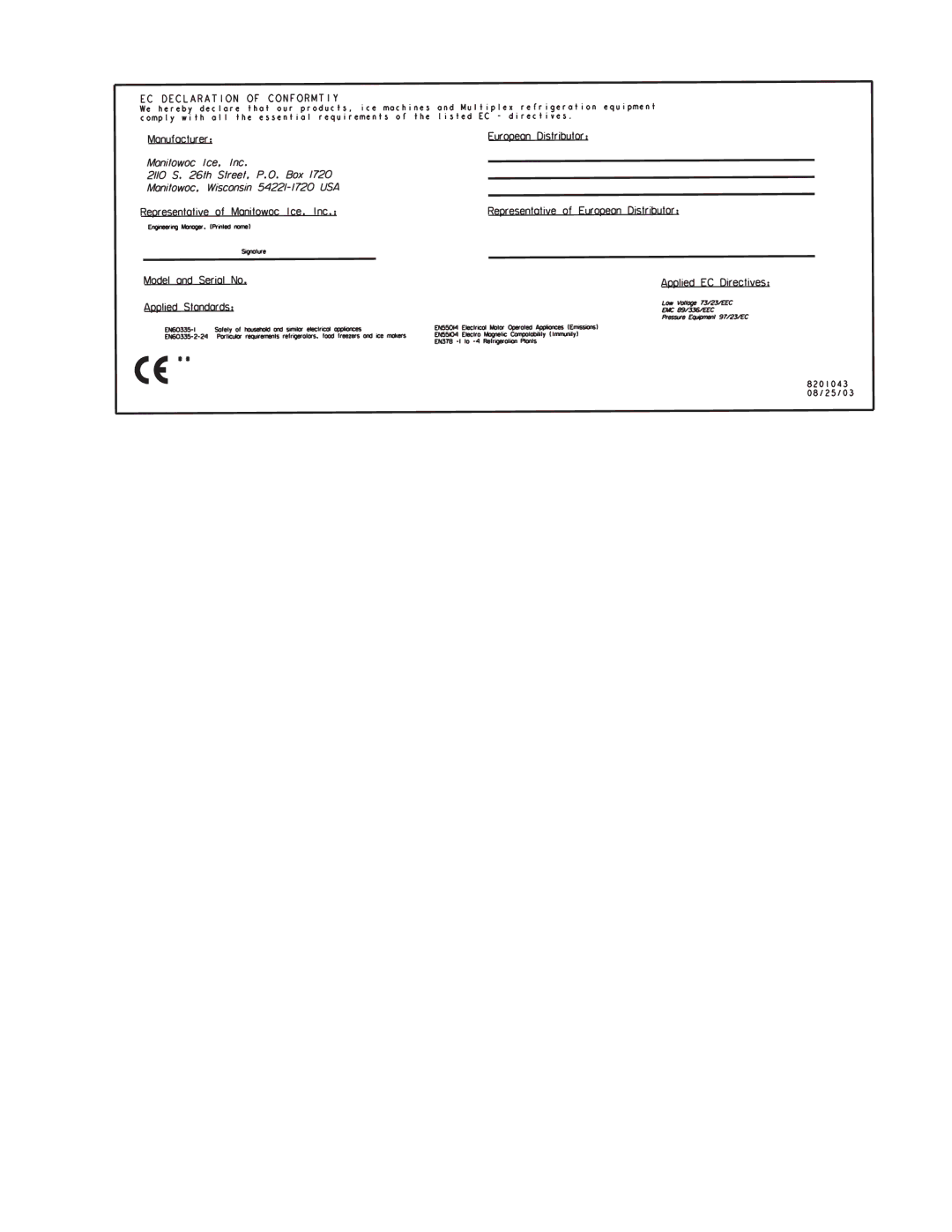 Manitowoc Ice QF0400, QF2300, QF0800, QC0700 manual 