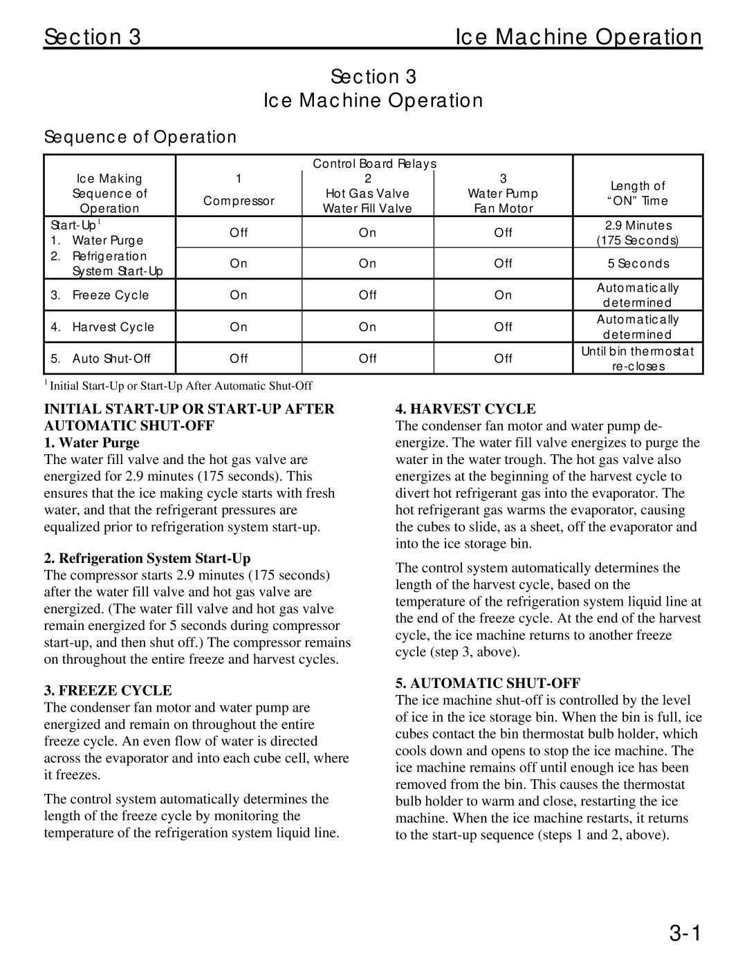 Manitowoc Ice QM20 service manual Section Ice Machine Operation, Sequence of Operation 