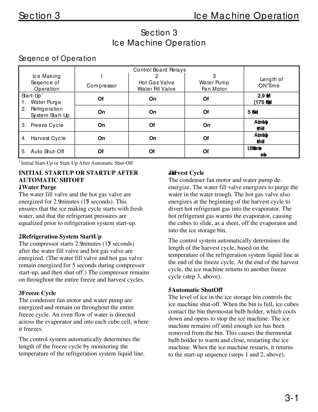 Manitowoc Ice QM30 Series specifications Section Ice Machine Operation, Sequence of Operation 