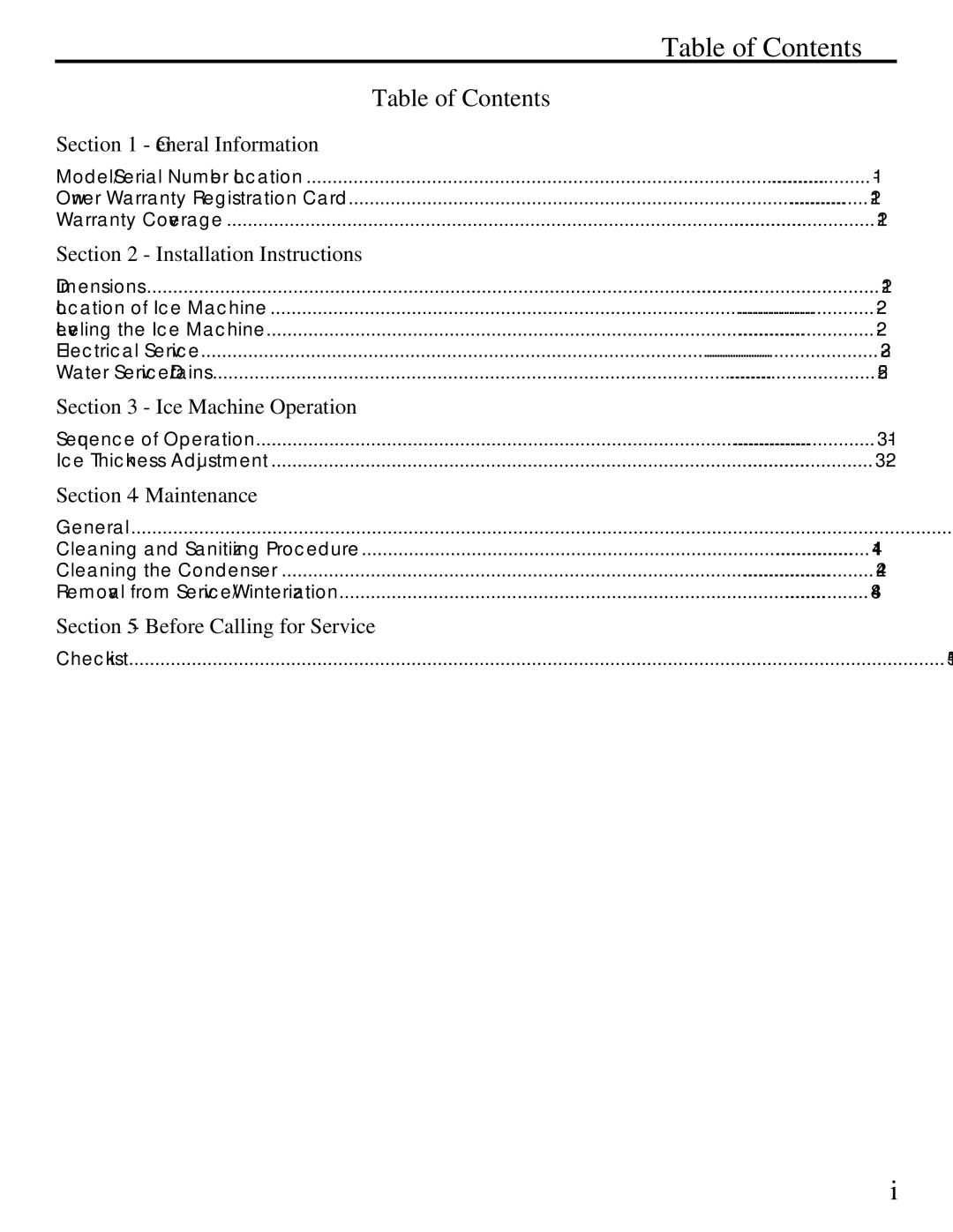 Manitowoc Ice QM30 Series specifications Table of Contents 