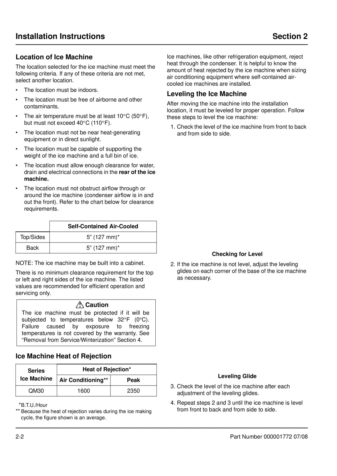 Manitowoc Ice QM30 manual Installation Instructions, Location of Ice Machine, Ice Machine Heat of Rejection 